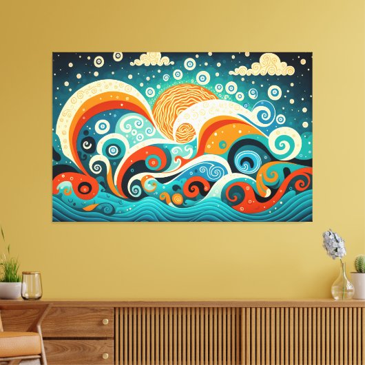 Esthetische oceaangolven canvas afdruk (Insitu (Woonkamer))