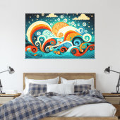 Esthetische oceaangolven canvas afdruk (Insitu (Slaapkamer))