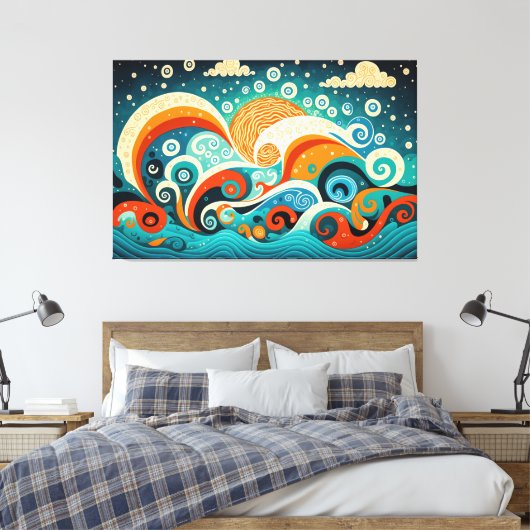 Esthetische oceaangolven canvas afdruk (Insitu (Slaapkamer))