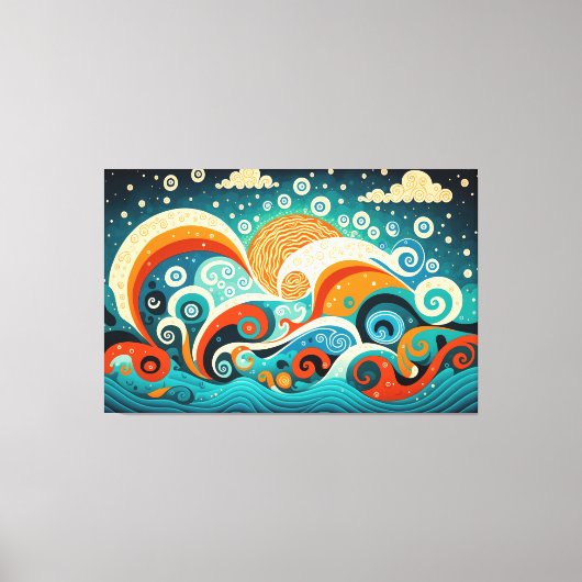 Esthetische oceaangolven canvas afdruk (Voorkant)