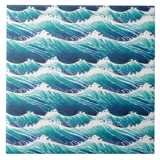 Esthetische oceaangolven decoratieve keramische Te Tegeltje (Voorkant)