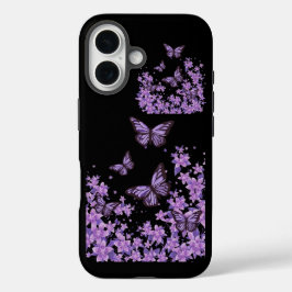 Esthetische paarse vlinder telefoonhoes iPhone 16 hoesje