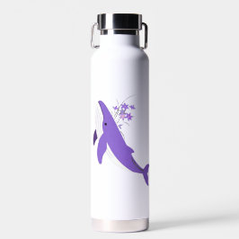 Esthetische Paarse Walvis en Lelies 22oz Thor Wate Waterfles