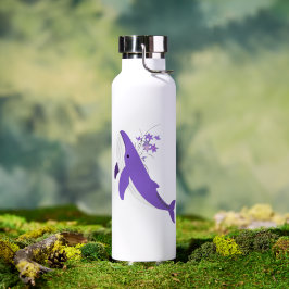 Esthetische Paarse Walvis en Lelies 22oz Thor Wate Waterfles