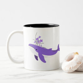 Esthetische Paarse Walvis en Lelies Manifestatie Tweekleurige Koffiemok