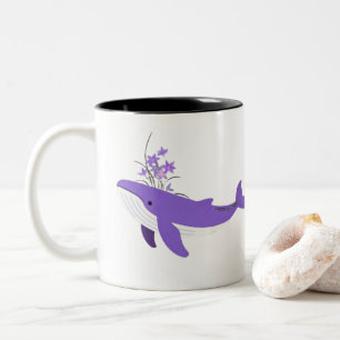 Esthetische Paarse Walvis en Lelies Manifestatie Tweekleurige Koffiemok