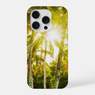 Esthetische palmbomen Gouden zonsopgang iPhone hoe 15 Pro Case