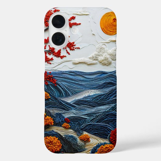 Esthetische papiersnede oceaanlandschap Case-Mate iPhone case (Achterkant)