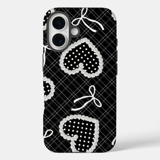 Esthetische parel omrande polka stip hart & witte Case-Mate iPhone case (Achterkant)
