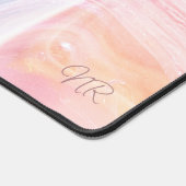 Esthetische Pastel Blush Roze Geel Marmer Monogram Bureaumat (Hoek)