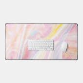 Esthetische Pastel Blush Roze Geel Marmer Monogram Bureaumat (Keyboard & Muis)