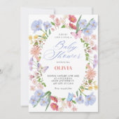 Esthetische pastel floral baby shower uitnodiging (Voorkant)
