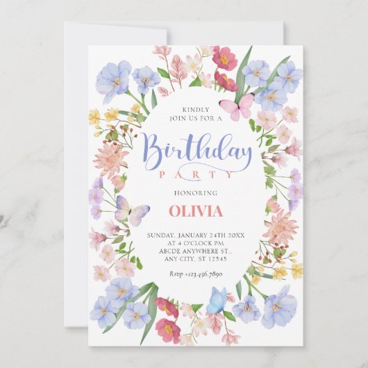Esthetische pastel floral baby verjaardag kaart (Voorkant)