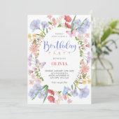 Esthetische pastel floral baby verjaardag kaart (Staand voorkant)
