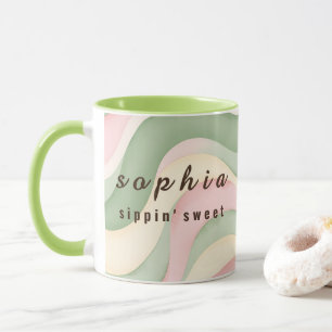 Esthetische Pastel Golfvormige Custom Mok - Salieg
