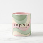 Esthetische Pastel Golvende Douane Mok - Roze Groe (Midden)