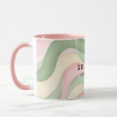 Esthetische Pastel Golvende Douane Mok - Roze Groe (Links)