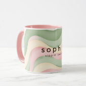Esthetische Pastel Golvende Douane Mok - Roze Groe (Voorkant links)