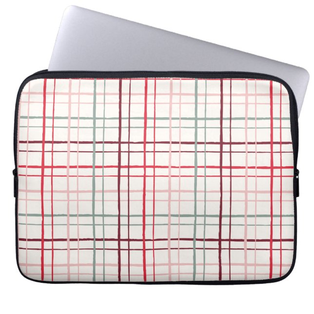 Esthetische Pastel Handgetekende Grid Hart Glazuur Laptop Sleeve (Voorkant)