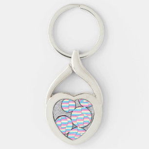 Esthetische pastel optische illusie sleutelhanger