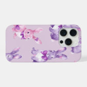 Esthetische Pastel Paarse Bunny Waterverf Telefoon iPhone Hoesje (Achterkant horizontaal)