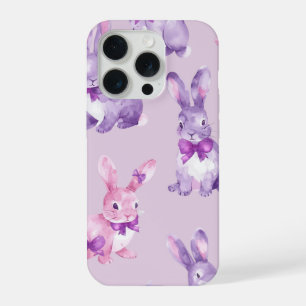 Esthetische Pastel Paarse Bunny Waterverf Telefoon iPhone 15 Pro Case
