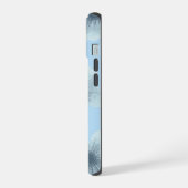 Esthetische Pastelblauwe Bloemige Blauwebes Hoes iPhone 15 Case (Linkerkant)