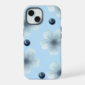Esthetische Pastelblauwe Bloemige Blauwebes Hoes iPhone 15 Case (Achterkant)