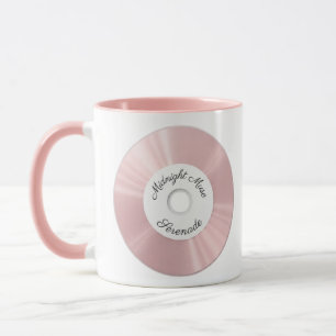 Esthetische pastelroze CD- en vinylmok voor muziek Mok