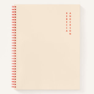 Esthetische Peach & Burnt Oranje Verticale Naam Notitieboek