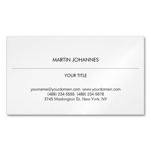 Esthetische Plain Professioneel Wit Modern Magnetisch Visitekaartje (Voorkant)