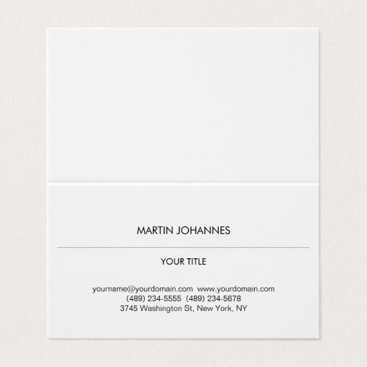 Esthetische Plain Professioneel Wit Modern Visitekaartje (Buitenkant ongevouwen)