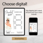 Esthetische prijslijst Business Service Menu