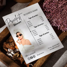 Esthetische prijslijst Business Service Menu