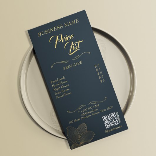 Esthetische prijslijst Menu Gouden details QR-code