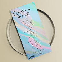 Esthetische prijslijst Menu Rainbow Holographic