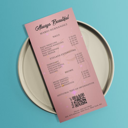 Esthetische prijslijst Menu Roos Gold QR-code