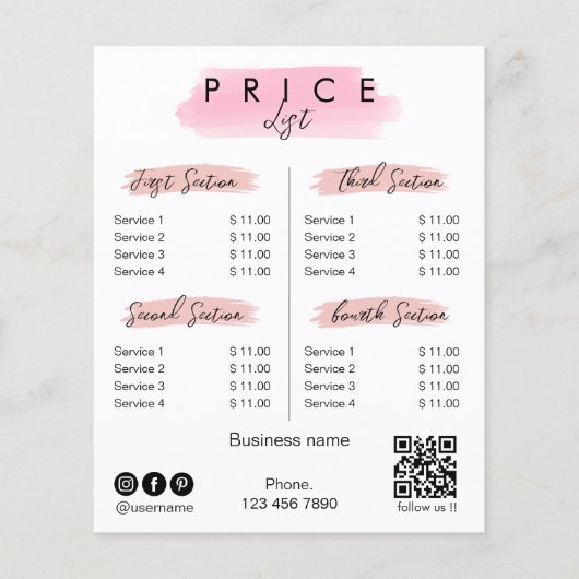 Esthetische prijslijst Menu Script Typografie (Voorkant)