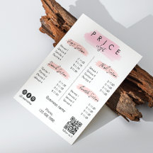 Esthetische prijslijst Menu Script Typografie