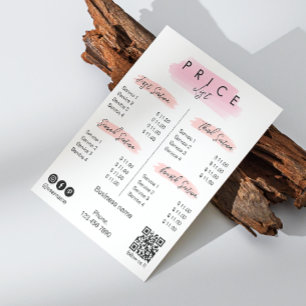 Esthetische prijslijst Menu Script Typografie Kaart