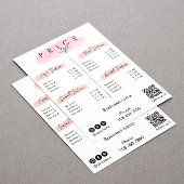 Esthetische prijslijst Menu Script Typografie Kaart