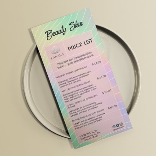 Esthetische prijslijst Menu Trendy Hologram