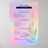 Esthetische prijslijst Roze Holografische iriseren Poster (Voorkant)