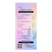 Esthetische prijslijst Roze Holografische iriseren Reclamekaart (Voorkant)