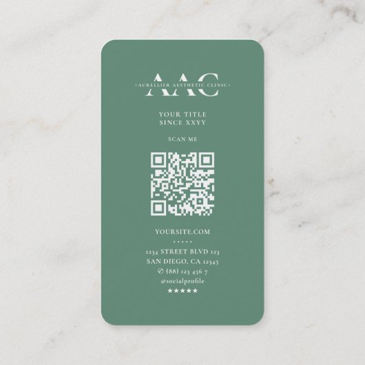 Esthetische Professionele Monogram Stoffig Blauwgr Visitekaartje (Achterkant)