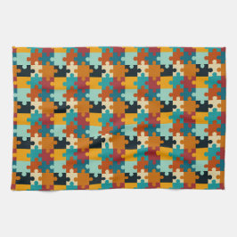  esthetische puzzelstukkenpatroon theedoek