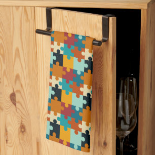  esthetische puzzelstukkenpatroon theedoek