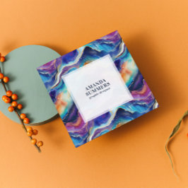 Esthetische regenboog glitter agaat vierkante visitekaartje