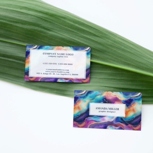 Esthetische regenboog glitter agaat visitekaartje