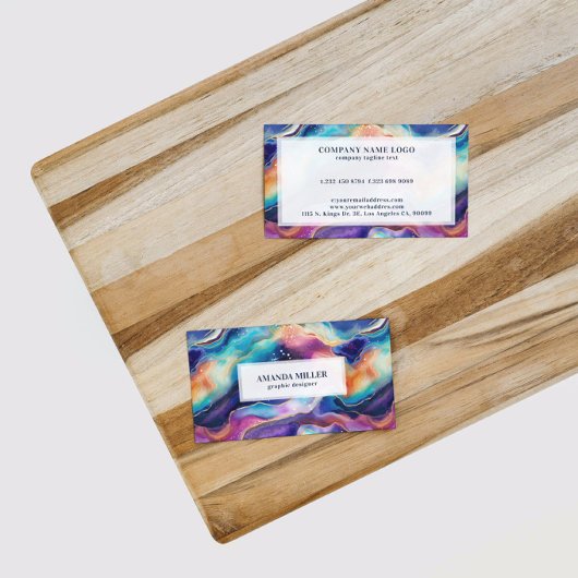 Esthetische regenboog glitter agaat visitekaartje